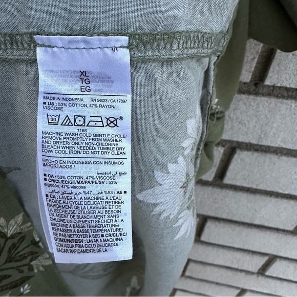 Old Navy V-Neck Mini Swing Dress Olive Green Block Print Tiered Cotton Blend - Picture 9 of 14